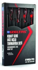 İZELTAŞ KRAFT SERİ DÜZ UÇLU TORNAVİDA SETİ (8 PARÇA)