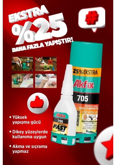 AKFIX 705 HIZLI YAPIŞTIRICI 200ML+50GR