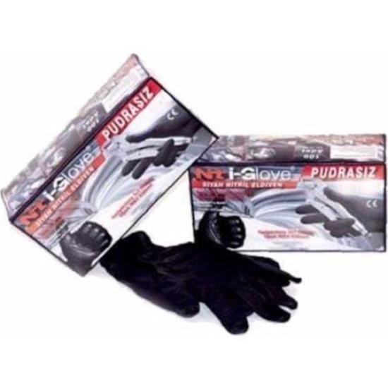 NTİ-GLOVE SİYAH L BEDEN PUDRASIZ NİTRİL KORUMA MUAYENE ELDİVENİ 50 ADET